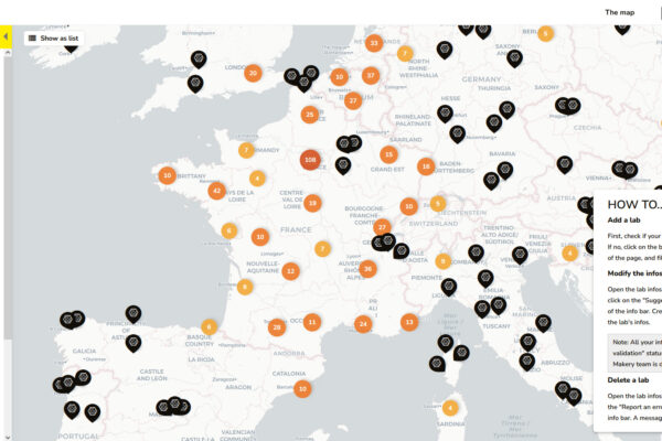 screenshot of the Makery map of labs